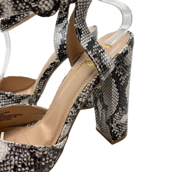 LULUS PRIYA Snakeskin Swifty Chunky High Heel Platform Peep Toe Shoes Sandals 8 - Picture 10 of 16